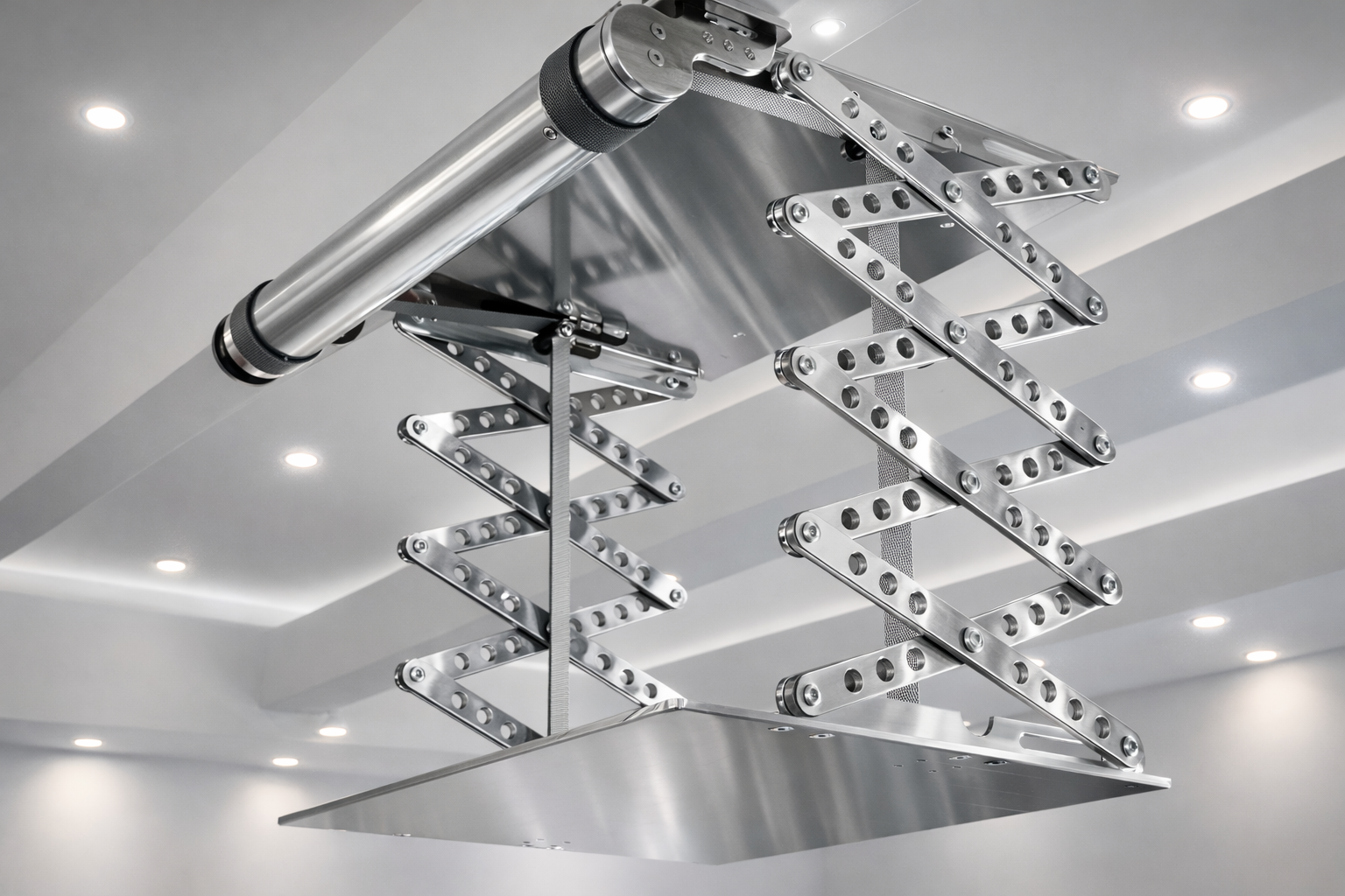 Beamer Deckenlift von Braun Antriebe – elektrischer Beamerlift, Projektor in die Decke versenkbar (X-Lift)
