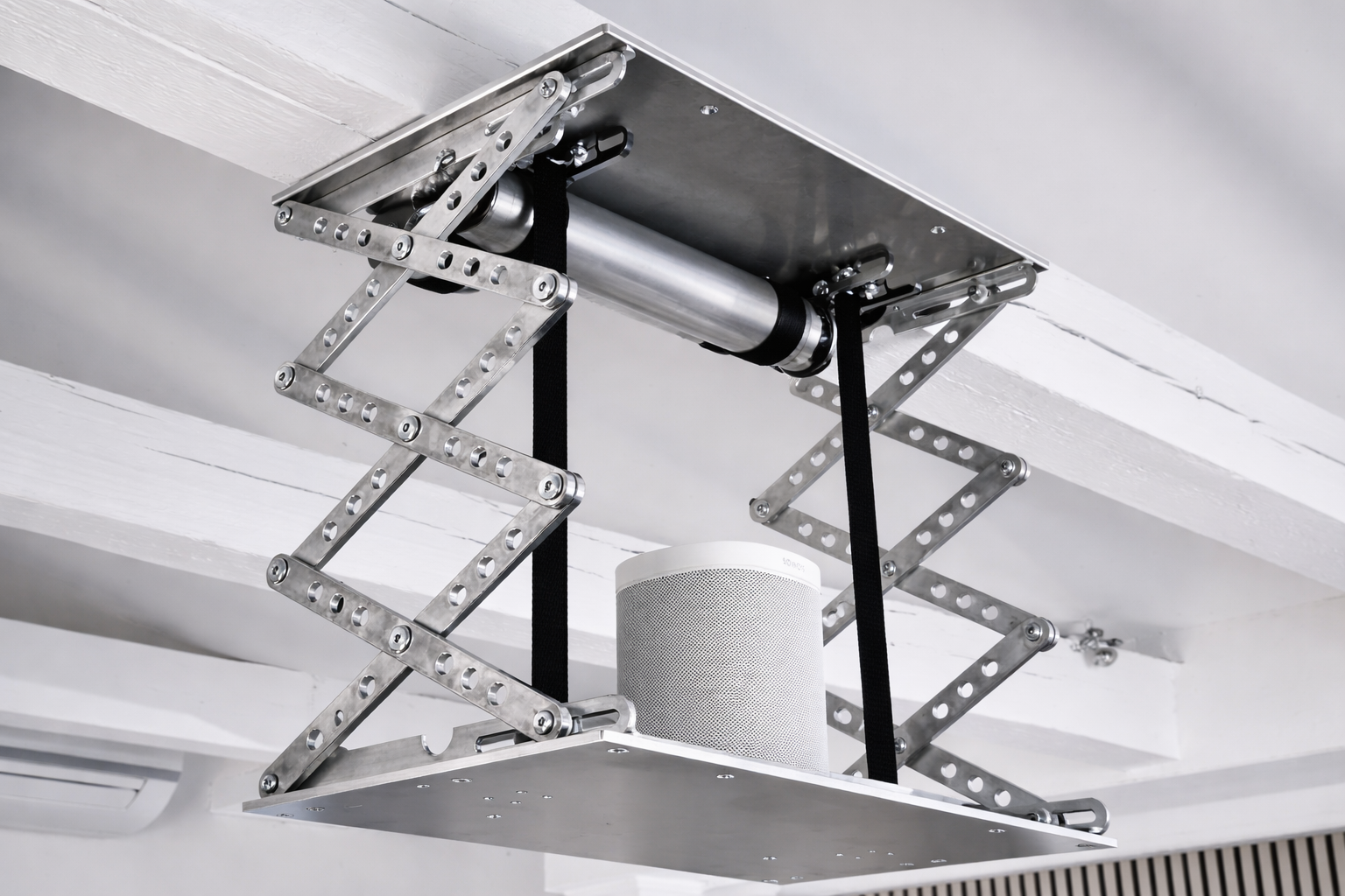Lautsprecherlift Decke – Deckenlift MINI für Bühnentechnik und LED, elektrisch, Braun Antriebe