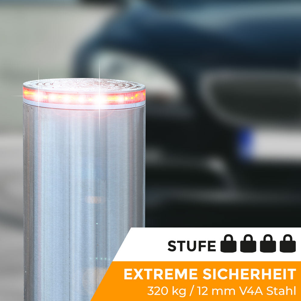 Versenkbarer Sicherheits-Absperrpoller Edelstahl V4A, 12 mm – Zufahrtsschutz, Braun Antriebe