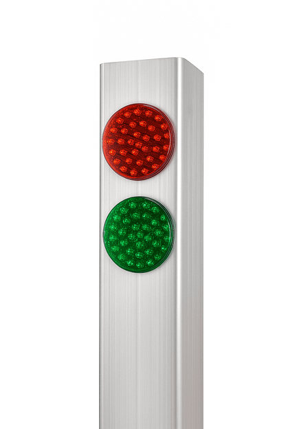 Edelstahl-Ampelsäule – robustes Signalsystem für stark frequentierte Zufahrten, Braun Antriebe