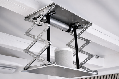 Lautsprecherlift Decke – Deckenlift MINI für Bühnentechnik und LED, elektrisch, Braun Antriebe