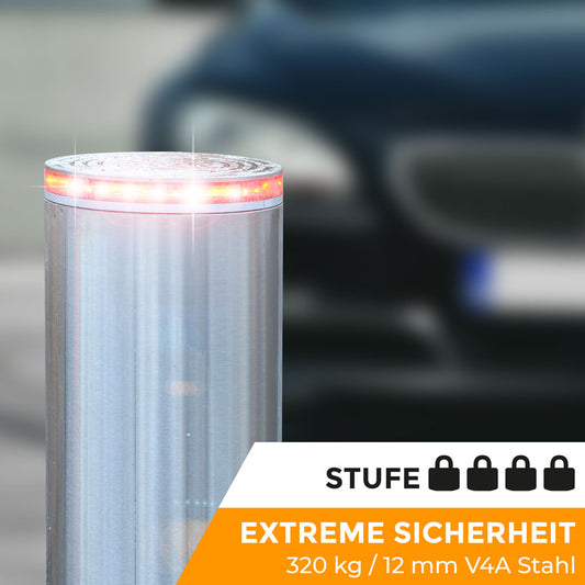 Versenkbarer Sicherheits-Absperrpoller Edelstahl V4A, 12 mm – Zufahrtsschutz, Braun Antriebe